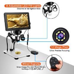 1000X 7Inch Digital Lcd Microscope 1200x 1080p Video Recorder With Wired Remote