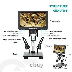 1200X HD Digital Microscope with 7'' Large Screen Picture Video Recorder With 32G