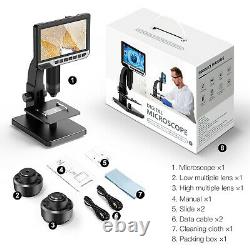 2000X 7'' IPS HD Industrial Digital Microscope Camera 11LEDs For Watch Repair