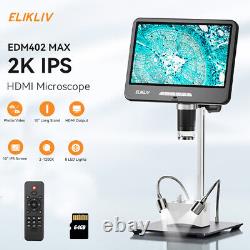 24MP 1200X Digital Coin Microscope Camera with 2K IPS Screen HDMI for Soldering