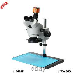 24MP HDMI Digital USB Microscope Camera Kit 7X-90X Trinocular Stereo Microscope