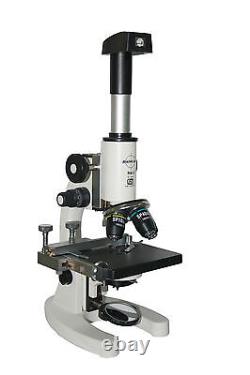 2500x Cordless LED Biology Microscope USB Camera 100x Oil, XY Stage, Fine Focus