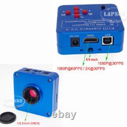 2K & 1080P Video HDMI USB Digital Industrial Microscope Camera + Universal Stand
