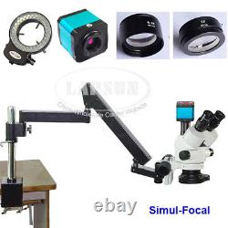 3.5X-90X Simul-Focal Trinocular Articulating Clamp Microscope 14MP HDMI Camera