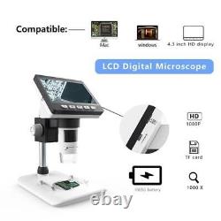 4.3 LCD for 1080P Digital Microscope 50X-1000X Magnification Camera Video Re