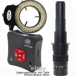 4K 1080P HD HDMI Indutry Digital Video C-Mount Microscope Camera Lens Ring Light