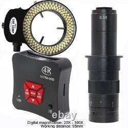 4K 1080P HD HDMI Indutry Digital Video C-Mount Microscope Camera Lens Ring Light