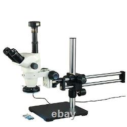6.7X-45X Zoom Stereo Microscope+144 LED Ring Light+Boom Stand+5MP Digital Camera