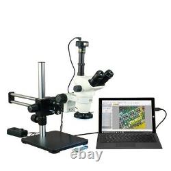 6.7X-45X Zoom Stereo Microscope+144 LED Ring Light+Boom Stand+9MP Digital Camera