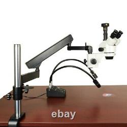 7-45X Stereo Microscope+Articulating Arm Stand+6W LED Light+9.0MP Digital Camera