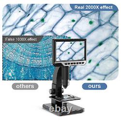 7 HD Industrial Digital Microscope Camera 0-2000x Magnifier Microscope