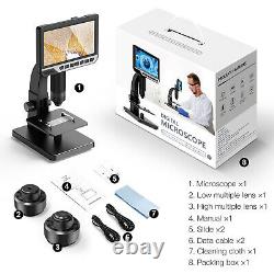 7 Inch 12MP Digital Microscope LCD Camera 0-2000x Amplification Magnifier G4W2