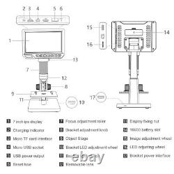 7 Inch 2000X HD USB Digital Microscope For Industrial Continuous Amplification