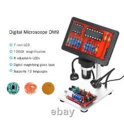 7in DM9 Digital Microscope 12M LCD Video Camera 1200X Continuous Zoom Magnifier