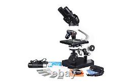 800x Binocular Lab LED Digital Microscope w USB Camera! Slide Kit! Fine Focus