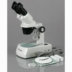 AmScope 10X-15X-30X-45X Binocular Stereo Microscope with Two Halogen Lights