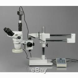 AmScope 2X-225X Boom Stand Stereo Microscope + 80-LED + 5MP Digital Camera