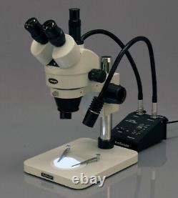 AmScope 3.5X-225X Digital Zoom Stereo Microscope + LED Goosenecks + 3MP Camera