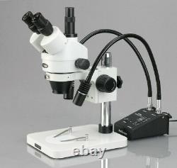 AmScope 3.5X-225X Zoom Stereo Microscope w Gooseneck LED Lights + 1.3MP Digital