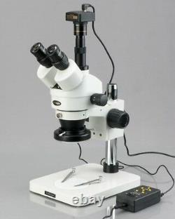 AmScope 3.5X-90X Digital Zoom Stereo Microscope + 4-Zone 144-LED + 5MP Camera