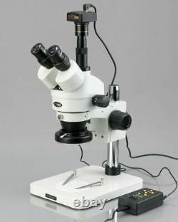 AmScope 3.5X-90X Digital Zoom Stereo Microscope +4-Zone 144-LED + 5MP USB Camera