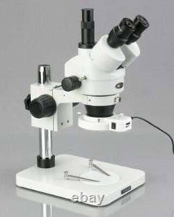 AmScope 3.5X-90X LED Zoom Stereo Trinocular Microscope 5MP Camera Multi-Use
