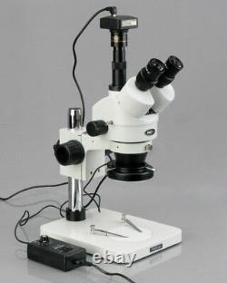 AmScope 3.5X-90X Zoom Stereo Microscope 10MP Digital USB Camera + 144-LED Light