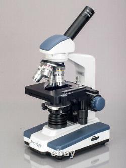 AmScope 40-2500X LED Digital Monocular Compound Microscope 3D Stage 1.3MP Camera