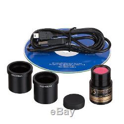 AmScope 40X-1000X Glass Optics Student Compound Microscope + USB Digital Camera