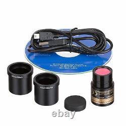 AmScope 40X-1000X Student Metal Frame Microscope +USB Digital Camera + Book