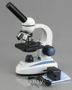 AmScope 40X-1000X Student Microscope Metal Frame + 3MP Digital Camera Glass Lens