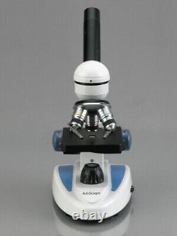 AmScope 40X-1000X Student Microscope Metal Frame + 3MP Digital Camera Glass Lens