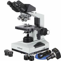 AmScope 40X-2000X Compound Binocular Microscope + 1.3 MP Digital Camera