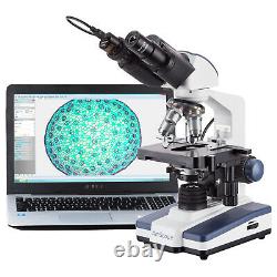 AmScope 40X-2000X LED Digital Binocular Compound Microscope w 3D Stage + Camera