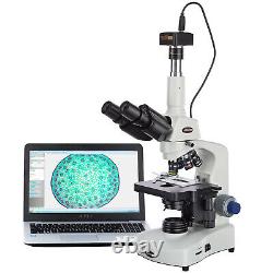 AmScope 40X-2000X LED Siedentopf Trinocular Compound Microscope 10MP USB Camera