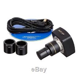 AmScope 40X-2000X Student Binocular Microscope + 5MP Digital Camera