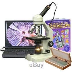 AmScope 40X-2500X Advanced Student Microscope +Digital Camera +50 Specimens+Book