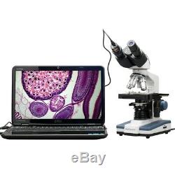 AmScope 40X-2500X Compound Binocular Microscope w 3D Stage, 1.3MP Digital Camera