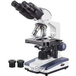 AmScope 40X-2500X Compound Binocular Microscope w 3D Stage, 1.3MP Digital Camera