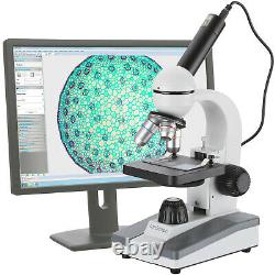 AmScope 40X-640X Glass Optics Student Compound Microscope + USB Digital Camera