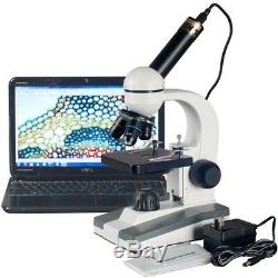 AmScope 40X-800X Compound Microscope w USB Digital Camera Metal Frame Glass Lens