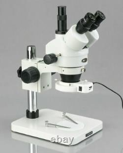 AmScope 7-45X Zoom Stereo Microscope 1.3MP Digital Camera LED Light Multi-Use