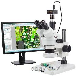 AmScope 7X-45X Dissecting Circuit 144-LED Zoom Stereo Microscope with 3MP Digita