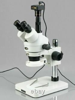 AmScope 7X-45X Zoom Stereo Microscope + 144-LED + 5MP Digital Camera Multi-Use