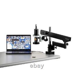 Amscope 0.35X-11.2X All-in-1 USB Digital Zoom Microscope 8.3MP+Arm Pillar Stand