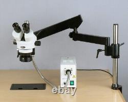 Amscope 3.5X-180X Articulating Stereo Microscope+5MP Digital Camera+Fiber Light