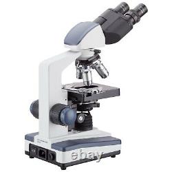 Amscope 40-2500X Binocular LED Compound Microscope +1.3MP Digital Camera +Slides