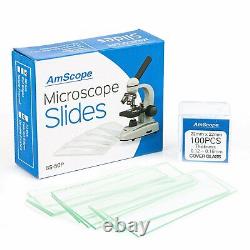 Amscope 40X-2000X Binocular LED Compound Microscope Kit +Camera +Slides + Book