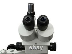 Boom Stand Trinocular Stereo Zoom Microscope 3.5X-90X+54 LED Light+1.3MP Camera