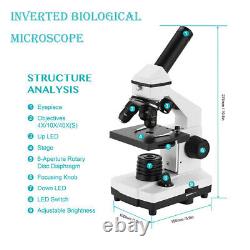 CM20 40X-640X Student Biological Compound Monocular Microscope Digital Camera